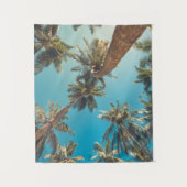 熱帯ビーチのヴィンテージのヤシの木 タペストリー (正面)