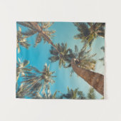 熱帯ビーチのヴィンテージのヤシの木 タペストリー (正面(横))