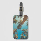 熱帯ビーチのヴィンテージのヤシの木 ラゲッジタグ (正面縦)