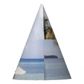 熱帯ビーチの傘：白、ヤシ。 パーティーハット (裏面)