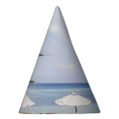 熱帯ビーチの傘：白、ヤシ。 パーティーハット (右)