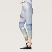 熱帯ビーチの傘：白、ヤシ。 レギンス (左)