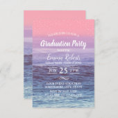 熱帯ビーチの卒エレガント業会 招待状 (正面/裏面)