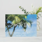 熱帯ビーチの夏の結婚式の保存日付カード サンキューカード (スタンド正面)