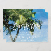 熱帯ビーチの夏の結婚式の保存日付カード サンキューカード (正面/裏面)