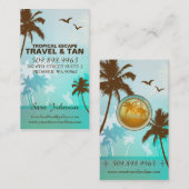 熱帯ビーチの旅行及びタンの名刺の青 名刺 (正面/裏面)