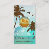熱帯ビーチの旅行及びタンの名刺の青 名刺 (裏面)