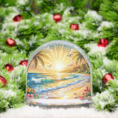 熱帯ビーチの日の出とヤシの木、波 (クリスマス)