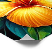 熱帯ビーチの日の出とヤシの木、波 ポスター (角)