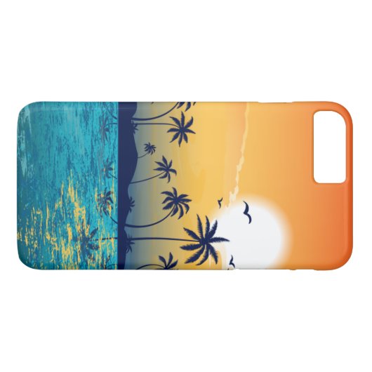 熱帯ビーチの日没の日の出のヤシの木の海 Case-Mate iPhoneケース (裏面(横))