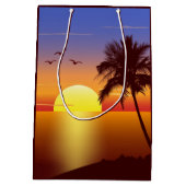 熱帯ビーチの日没 ミディアムペーパーバッグ (裏面)
