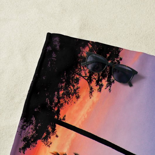 熱帯ビーチの景色の日没 ビーチタオル (インサイチュ)