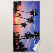 熱帯ビーチの景色の日没 ビーチタオル (正面)