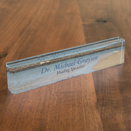 熱帯ビーチの楽園の机用ネームプレート デスクネームプレート (側面)