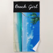 熱帯ビーチの沿岸ヤシの木 ビーチタオル (正面)