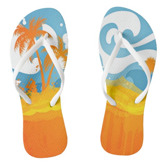 熱帯ビーチの海洋波のやし抽象芸術 ビーチサンダル (ソール)