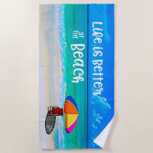 熱帯ビーチの生活は傘の方がより良いビーチ ビーチタオル (正面)