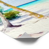 熱帯ビーチの目的地のウェディングウェルカムサイン ポスター (角)