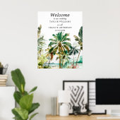 熱帯ビーチの目的地のウェディングウェルカムサイン ポスター (ホームオフィス)