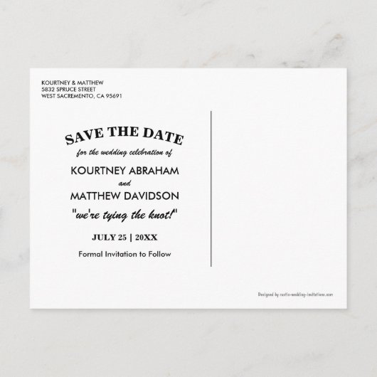 熱帯ビーチの目的地の保存日付 案内ポストカード (裏面)