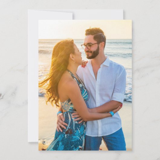 熱帯ビーチの目的地の結婚式の写真 招待状 (裏面)