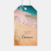 熱帯ビーチの目的地の結婚式の日付を保存 ギフトタグ (正面)