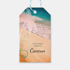 熱帯ビーチの目的地の結婚式の日付を保存 ギフトタグ