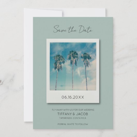 熱帯ビーチの目的地の結婚式の日付を保存 セーブザデート (正面)