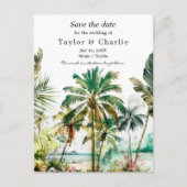 熱帯ビーチの目的地の結婚式の日付を保存 ポストカード (正面)