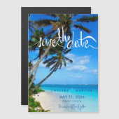 熱帯ビーチの目的地の結婚式の日付を保存 マグネット招待状 (正面/裏面)