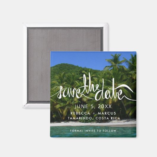 熱帯ビーチの目的地の結婚式の日付を保存 マグネット (正面/裏面)