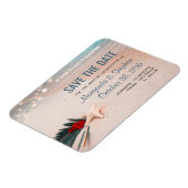 熱帯ビーチの目的地の結婚式の日付を保存 マグネット (左側)