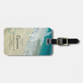 熱帯ビーチの目的地の結婚式の日付を保存 ラゲッジタグ (正面横)