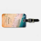 熱帯ビーチの目的地の結婚式の日付を保存 ラゲッジタグ (正面横)