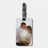 熱帯ビーチの目的地の結婚式の日付を保存 ラゲッジタグ (裏面縦)