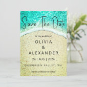 熱帯ビーチの目的地の結婚式の日付を保存 招待状 (スタンド正面)