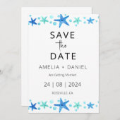 熱帯ビーチの目的地の結婚式の日付を保存 招待状 (正面/裏面)