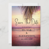 熱帯ビーチの目的地の結婚式の日付を保存 招待状 (正面)