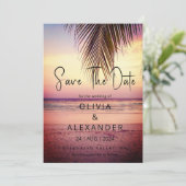 熱帯ビーチの目的地の結婚式の日付を保存 招待状 (スタンド正面)