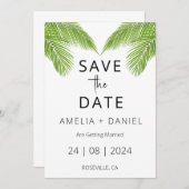 熱帯ビーチの目的地の結婚式の日付を保存 招待状 (正面/裏面)