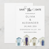 熱帯ビーチの目的地の結婚式の日付を保存 招待状 (正面/裏面)