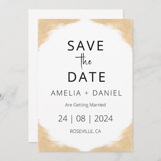 熱帯ビーチの目的地の結婚式の日付を保存 招待状 (正面/裏面)