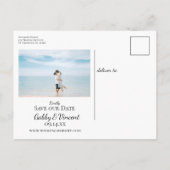 熱帯ビーチの目的地の結婚式の日付を保存 案内ポストカード (裏面)