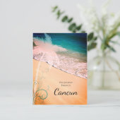 熱帯ビーチの目的地の結婚式の日付を保存 案内ポストカード (スタンド正面)