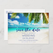 熱帯ビーチの目的地の結婚式の日付を保存 案内ポストカード (正面/裏面)