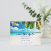 熱帯ビーチの目的地の結婚式の日付を保存 案内ポストカード (スタンド正面)