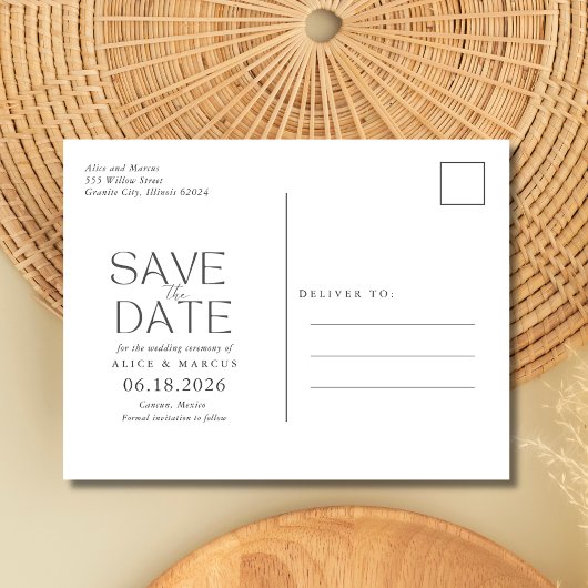 熱帯ビーチの目的地の結婚式の日付を保存 案内ポストカード