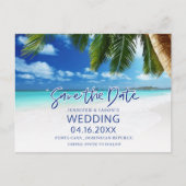 熱帯ビーチの目的地の結婚式の日付を保存 案内ポストカード (正面)