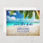 熱帯ビーチの目的地の結婚式の日付を保存 案内ポストカード (正面/裏面)