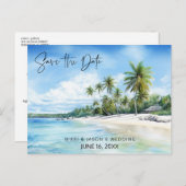 熱帯ビーチの目的地の結婚式の日付を保存 案内ポストカード (正面/裏面)